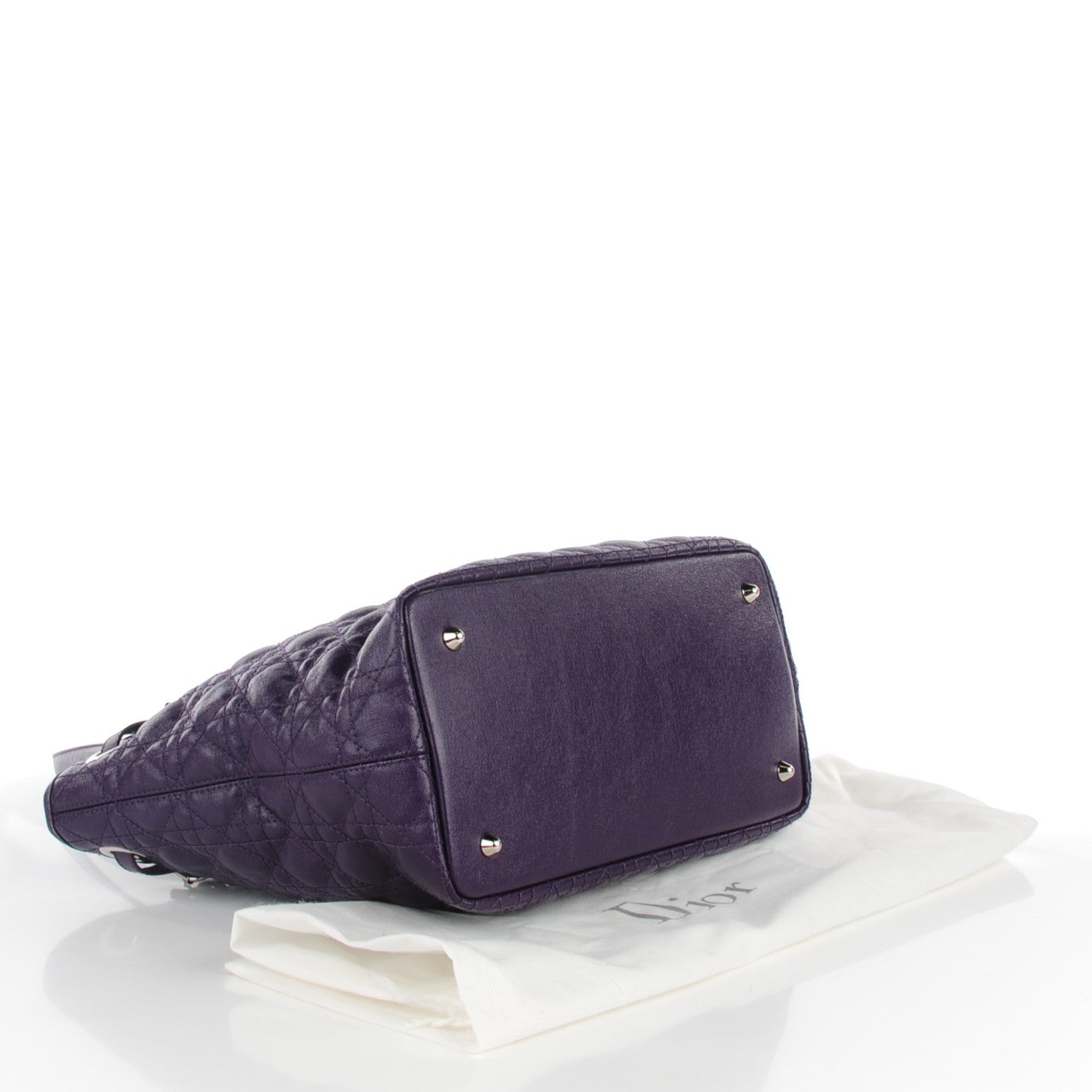 Christian Dior Coated Canvas Cannage Medium Panarea Tote Purple 4 of 7
