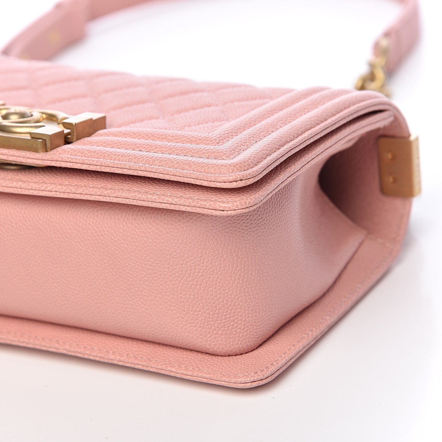 Caviar Quilted Small Boy Flap Light Pink