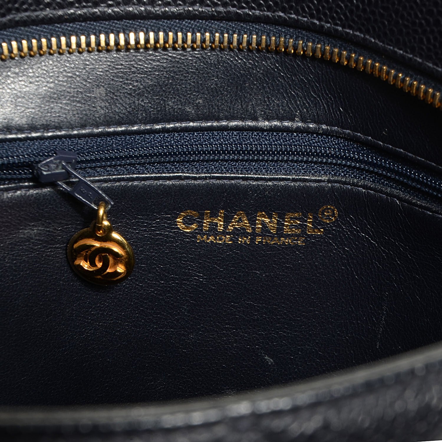 Chanel Caviar Quilted Medallion CC Tote Navy 6 of 8