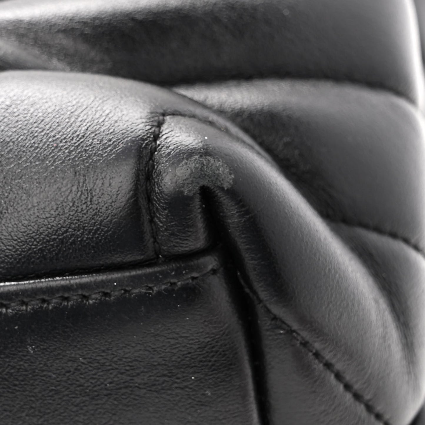 Calfskin Y Quilted Monogram Medium Loulou Chain Satchel Black