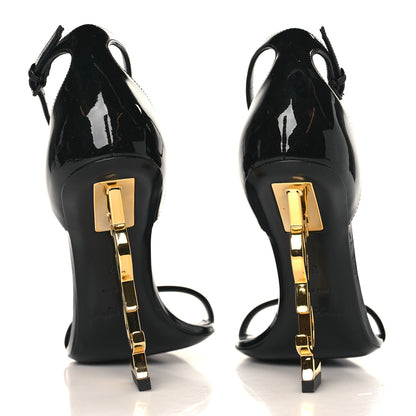 Saint Laurent Patent Calfskin Opyum 110 Sandals 37 Black Gold 5 of 10