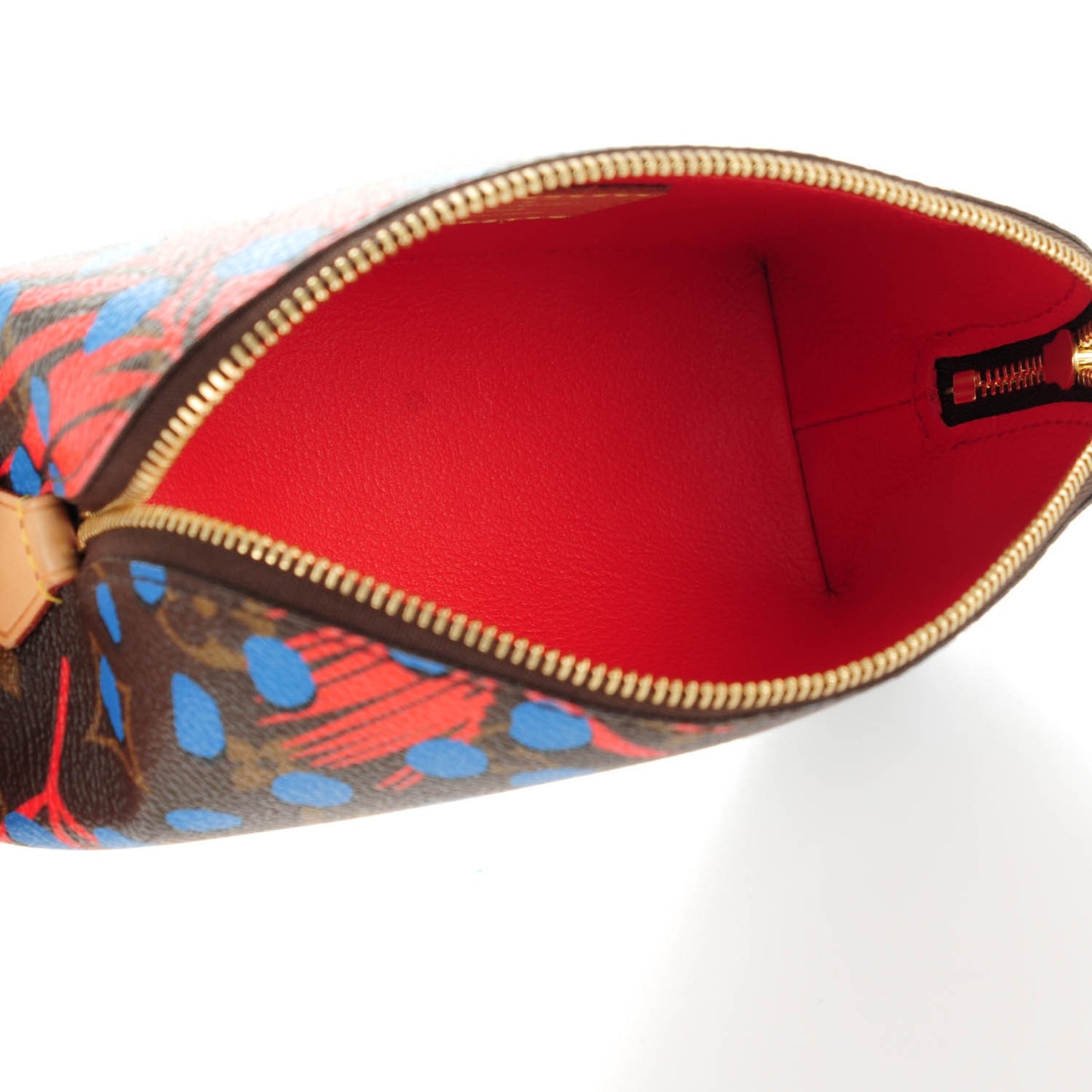 Monogram Jungle Dots Cosmetic Pouch Coquelicot Denim