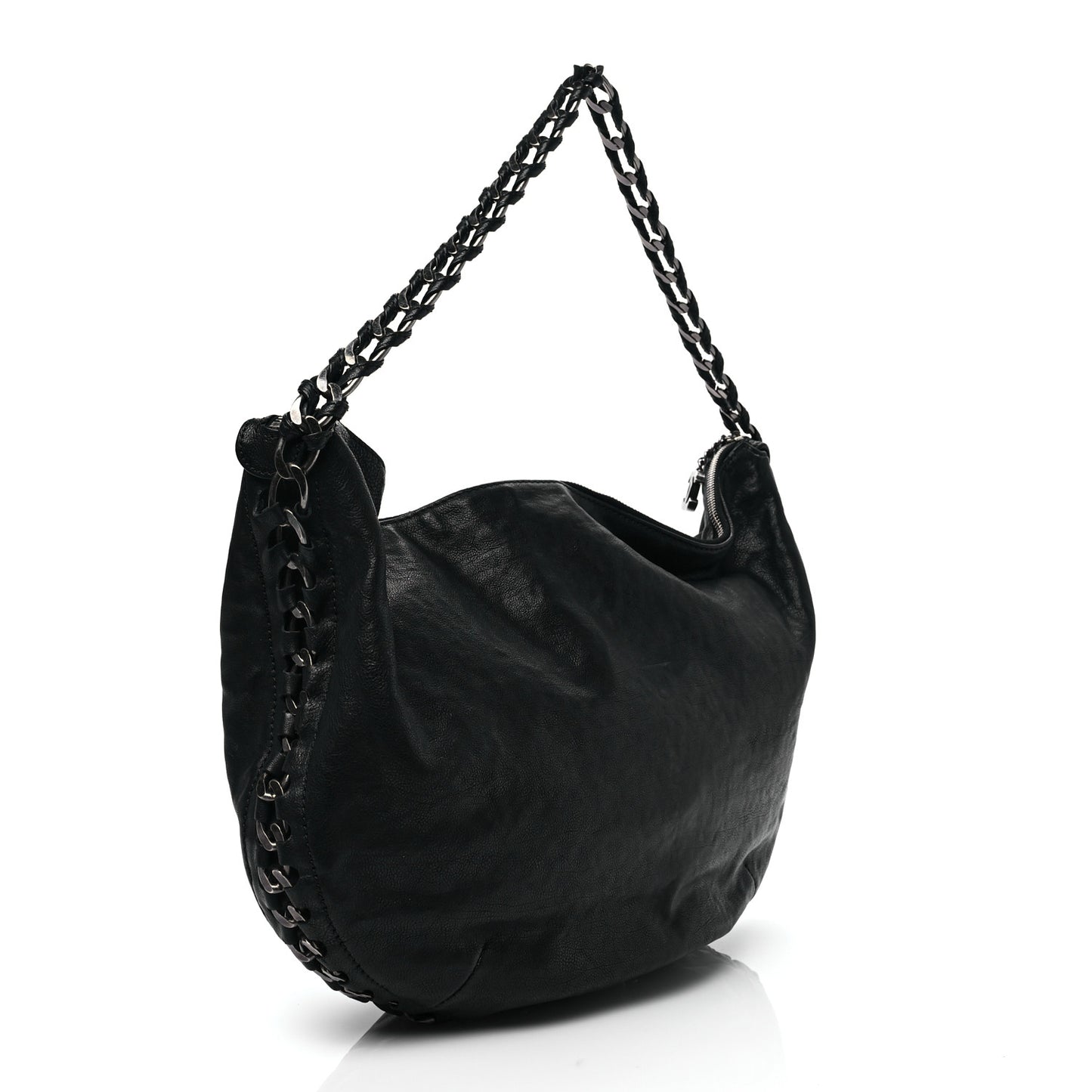 Calfskin Modern Chain Hobo Black