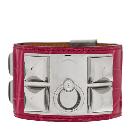 Hermes Shiny Alligator Collier De Chien CDC Bracelet S Fuchsia 2 of 5