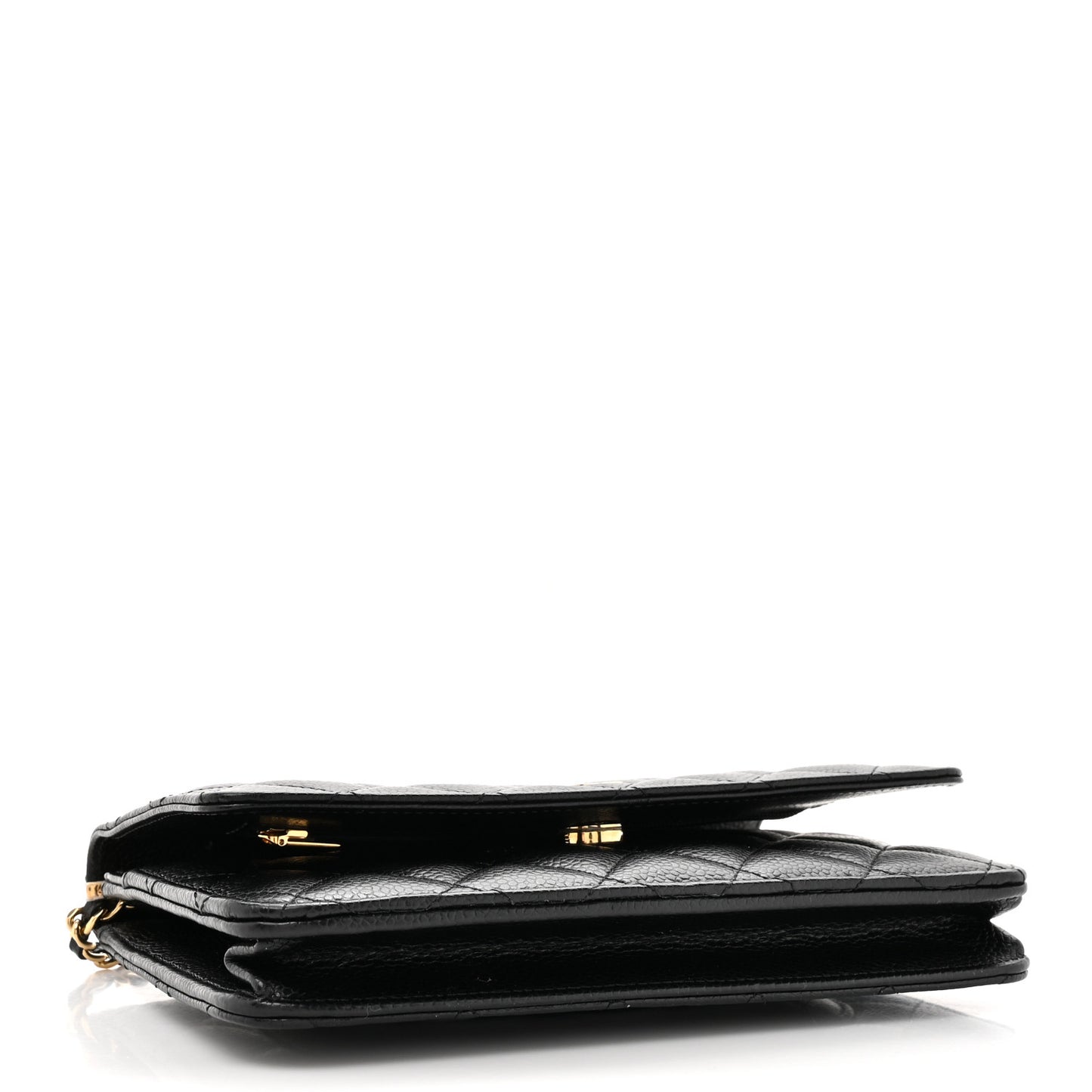 Caviar Quilted Wallet on Chain WOC Black