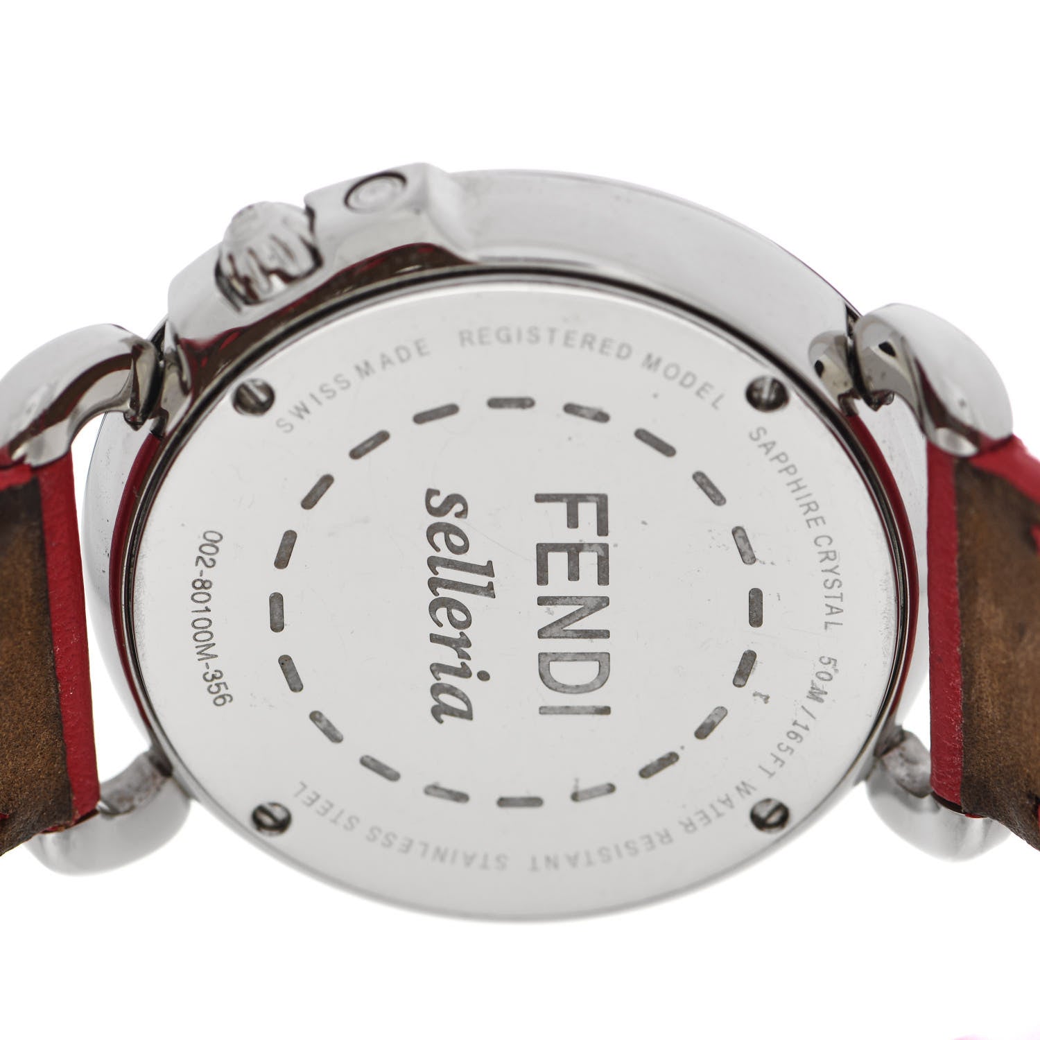 Fendi Stainless Steel Calfskin Mother of Pearl 37mm Selleria Quartz Watch Red 4 of 8