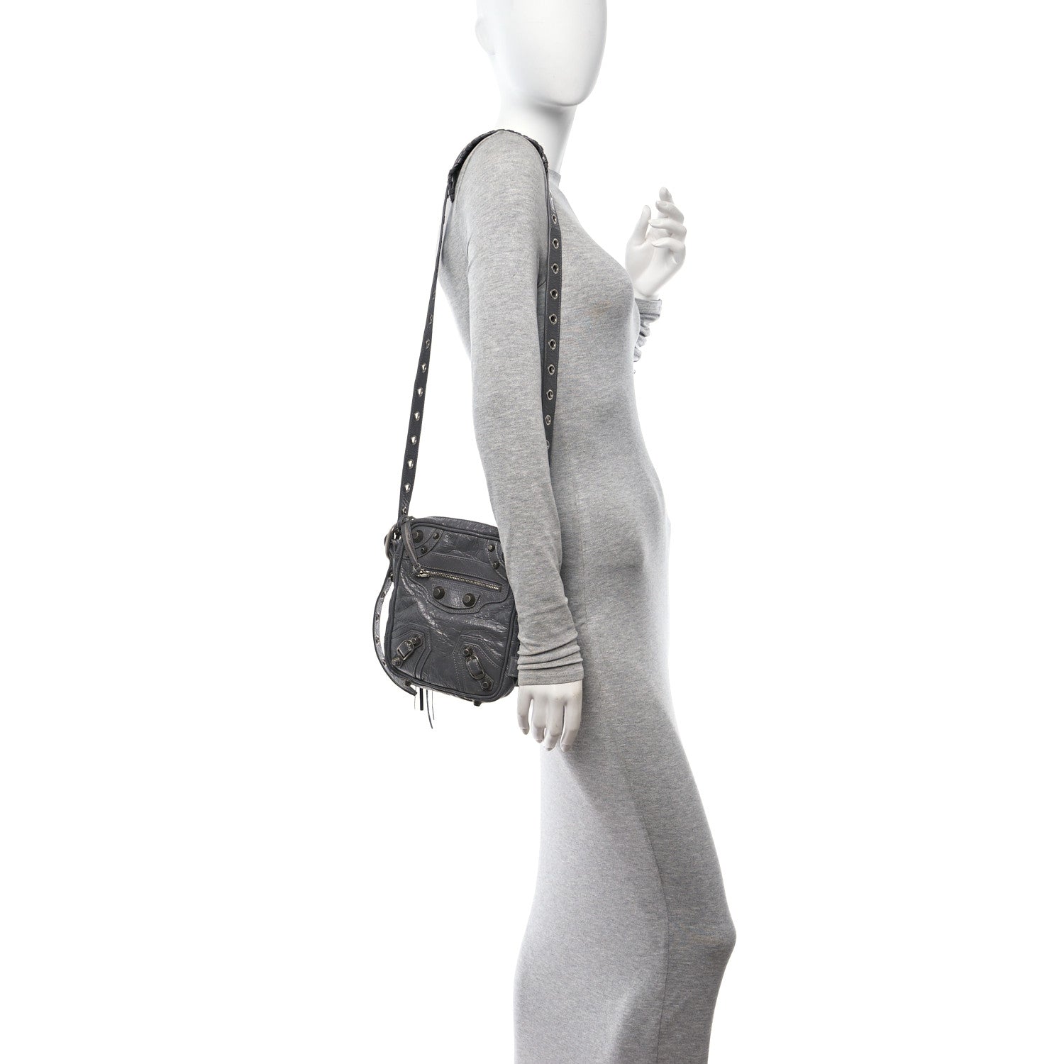 Balenciaga Agneau Arena Le Cagole Crossbody Bag Grey 2 of 11