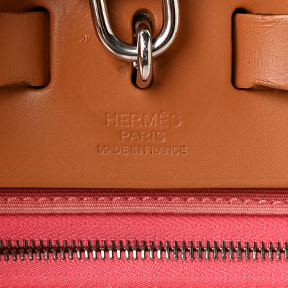 Hermes Vache Hunter Toile Herbag Zip 31 PM Rose Azalee Natural 7 of 12