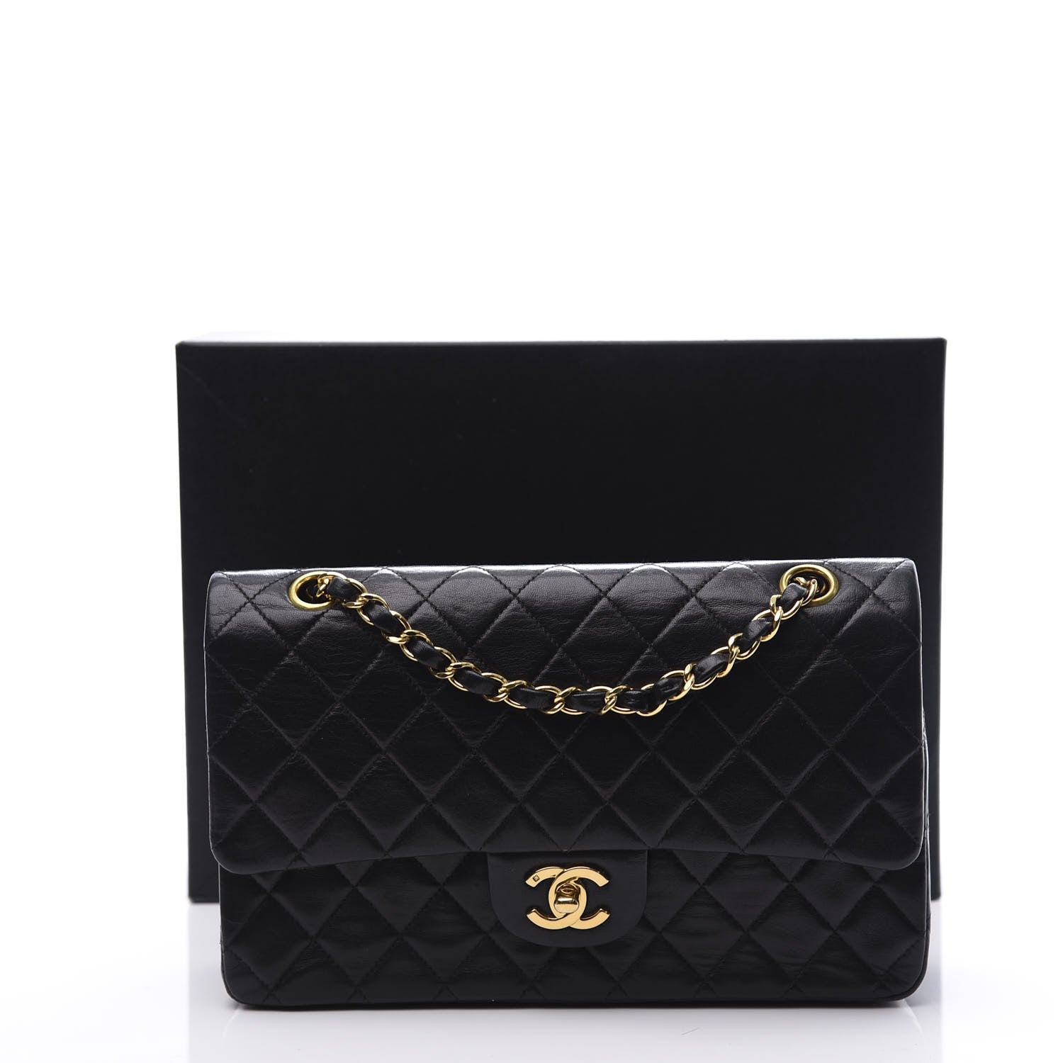 Chanel Lambskin Quilted Medium Double Flap Black 10 of 10