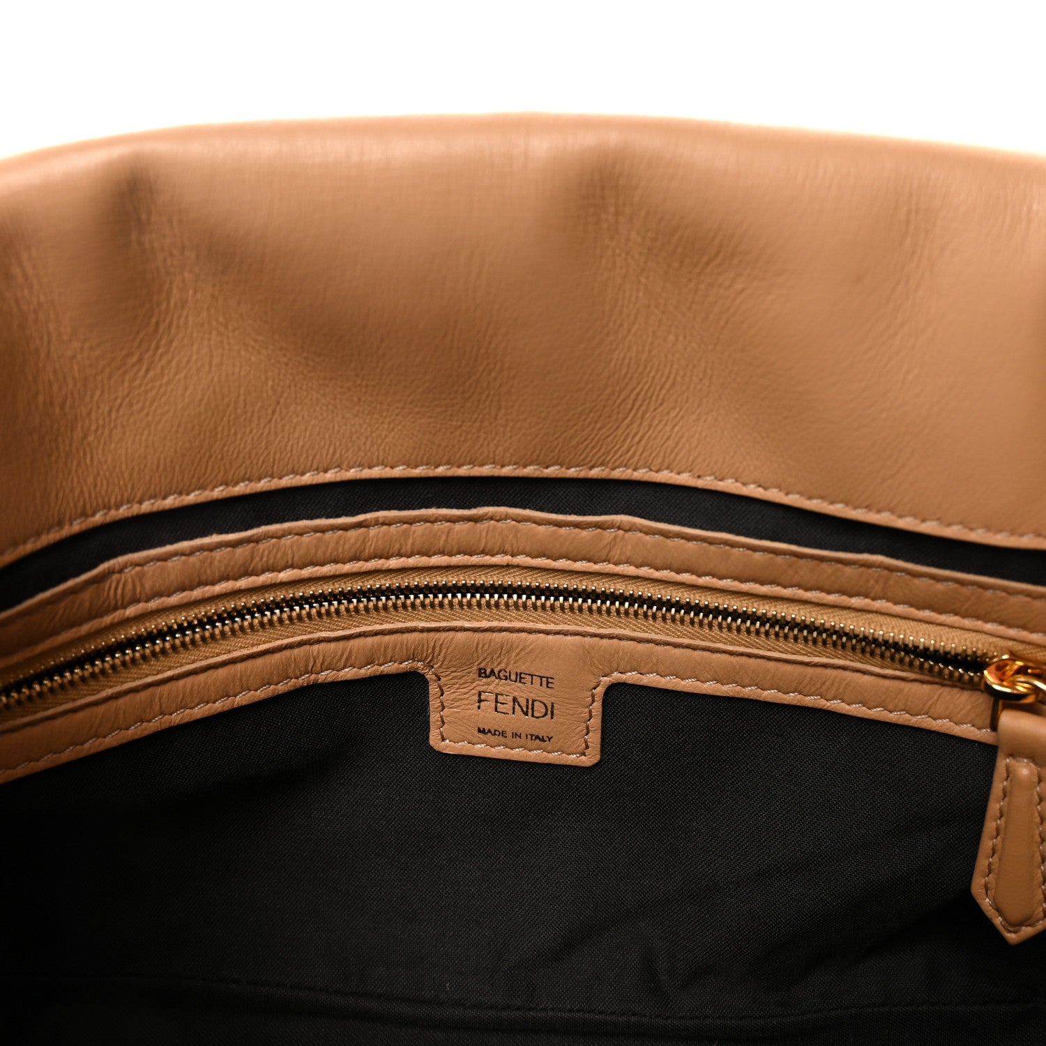 Fendi Nappa FF 1974 Embossed Baguette Miele Scuro 6 of 9