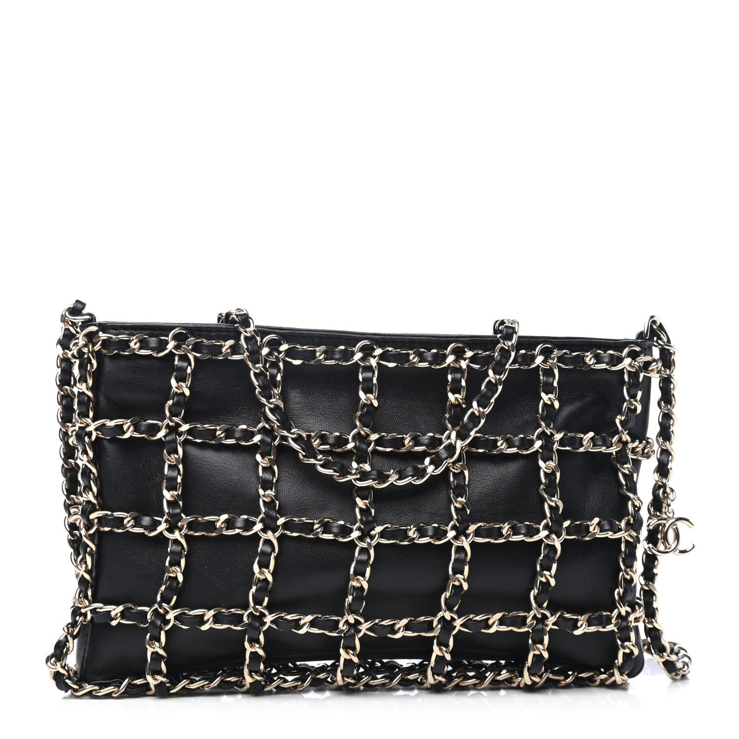 Lambskin Chain Crossbody Black