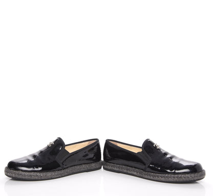 Chanel Patent Calfskin CC Mocassin Loafer Espadrilles 37 Black 6 of 16