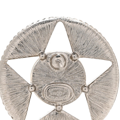 Chanel Pearl Crystal Star CC Round Earrings Silver Pearly White 4 of 4