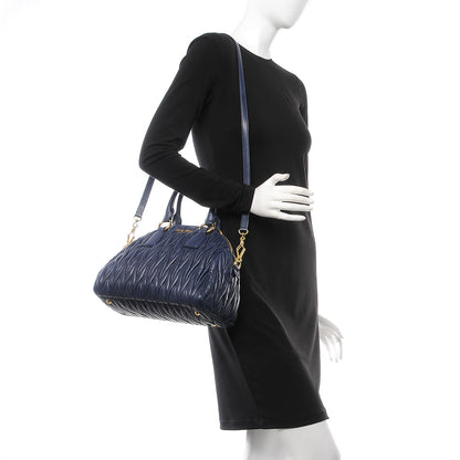 Miu Miu Nappa Matelasse Bauletto Top Handle Bleuette 3 of 8