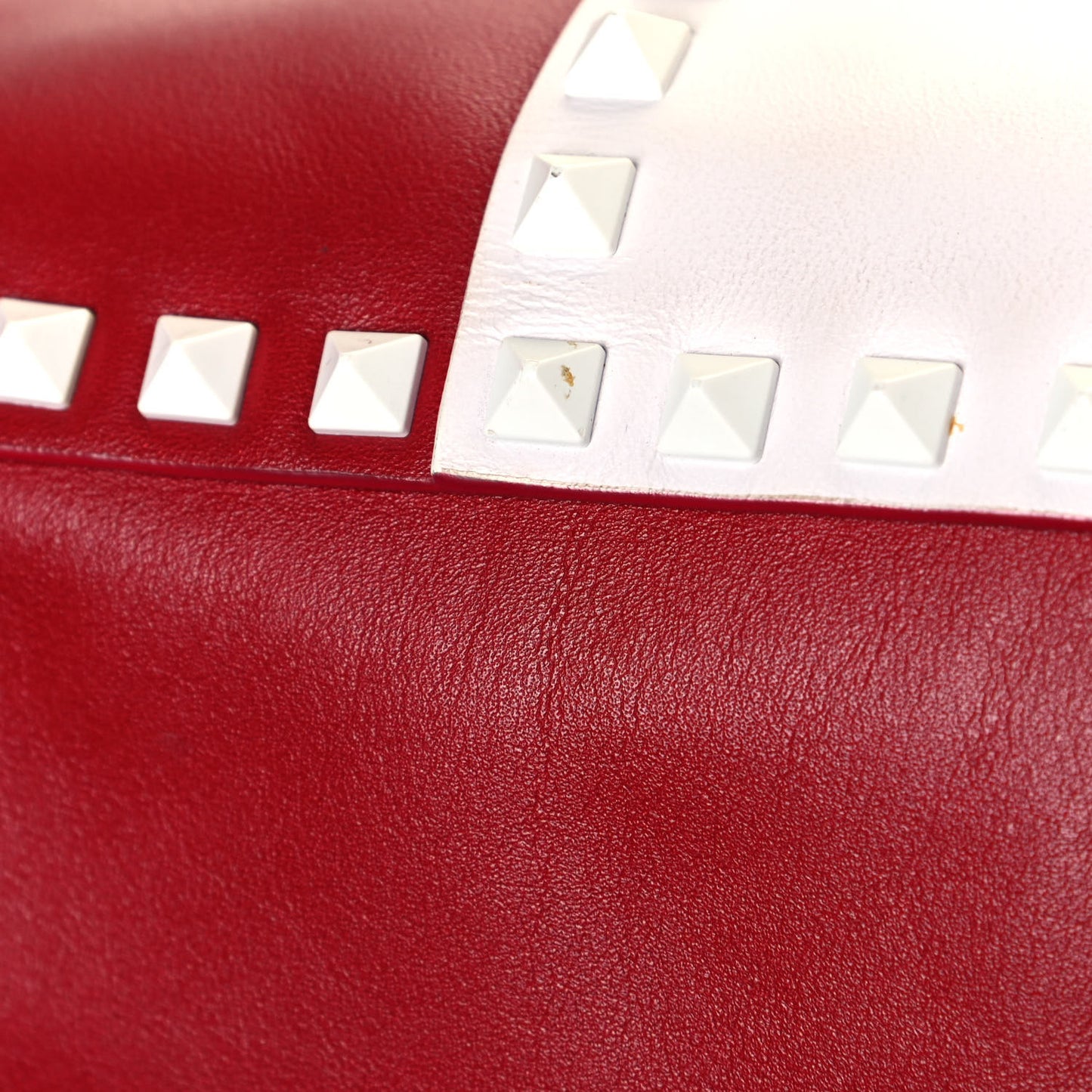 Vitello Colorblock Free Rockstud Tote Rosso Valentino White