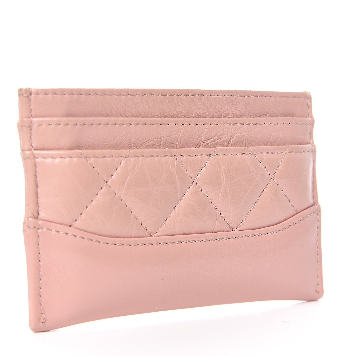 Chanel Aged Calfskin Quilted Gabrielle Card Holder Wallet Light Pink 3 of 9