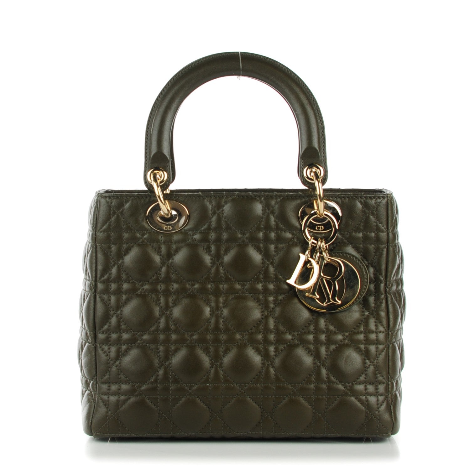 Christian Dior Lambskin Cannage Medium Lady Dior Olive Green 1 of 8