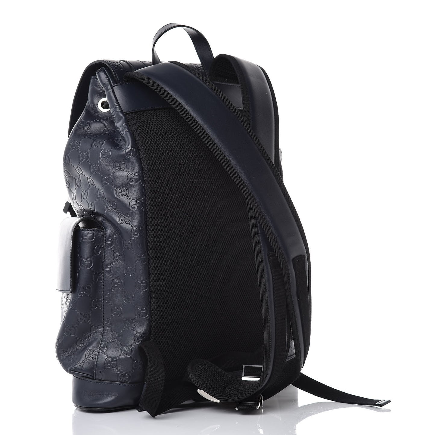 Guccissima Signature Double Buckle Backpack Blue
