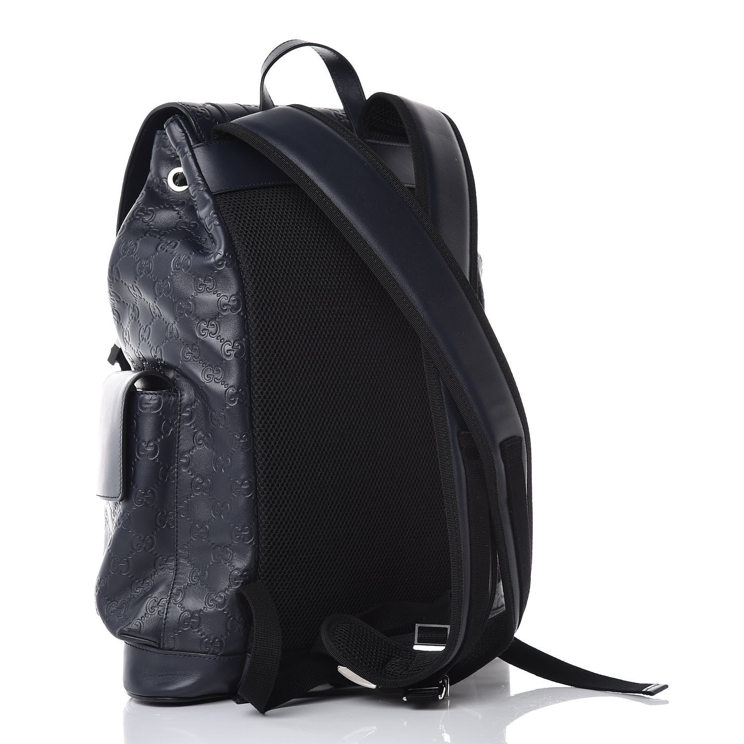 Gucci Guccissima Signature Double Buckle Backpack Blue 3 of 7