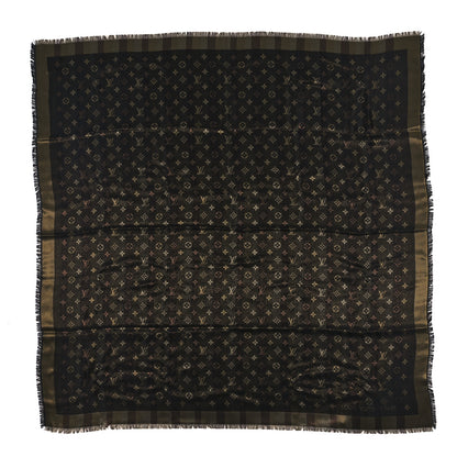 Louis Vuitton Silk Lurex Wool So Shine Monogram Shawl Black 1 of 3