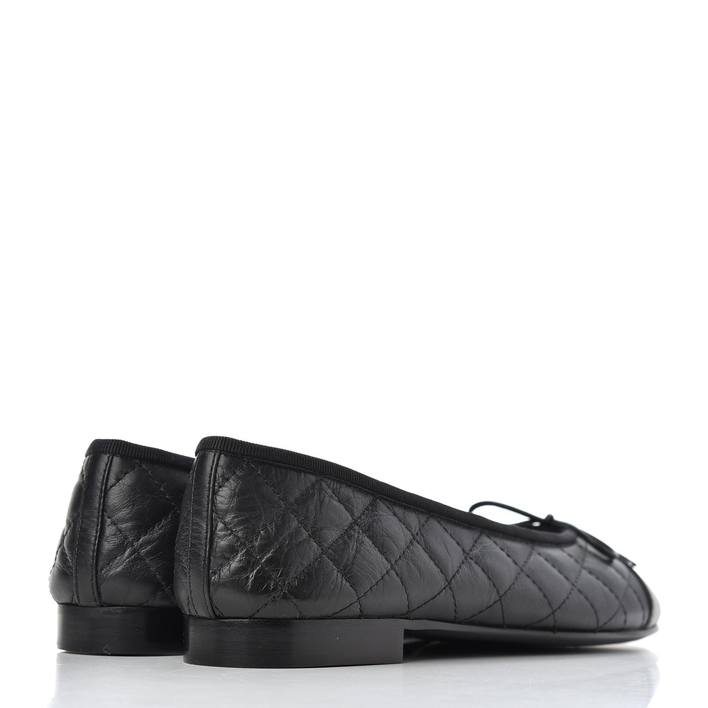 Aged Calfskin Quilted CC Cap Toe Ballerina Flats 39 Black
