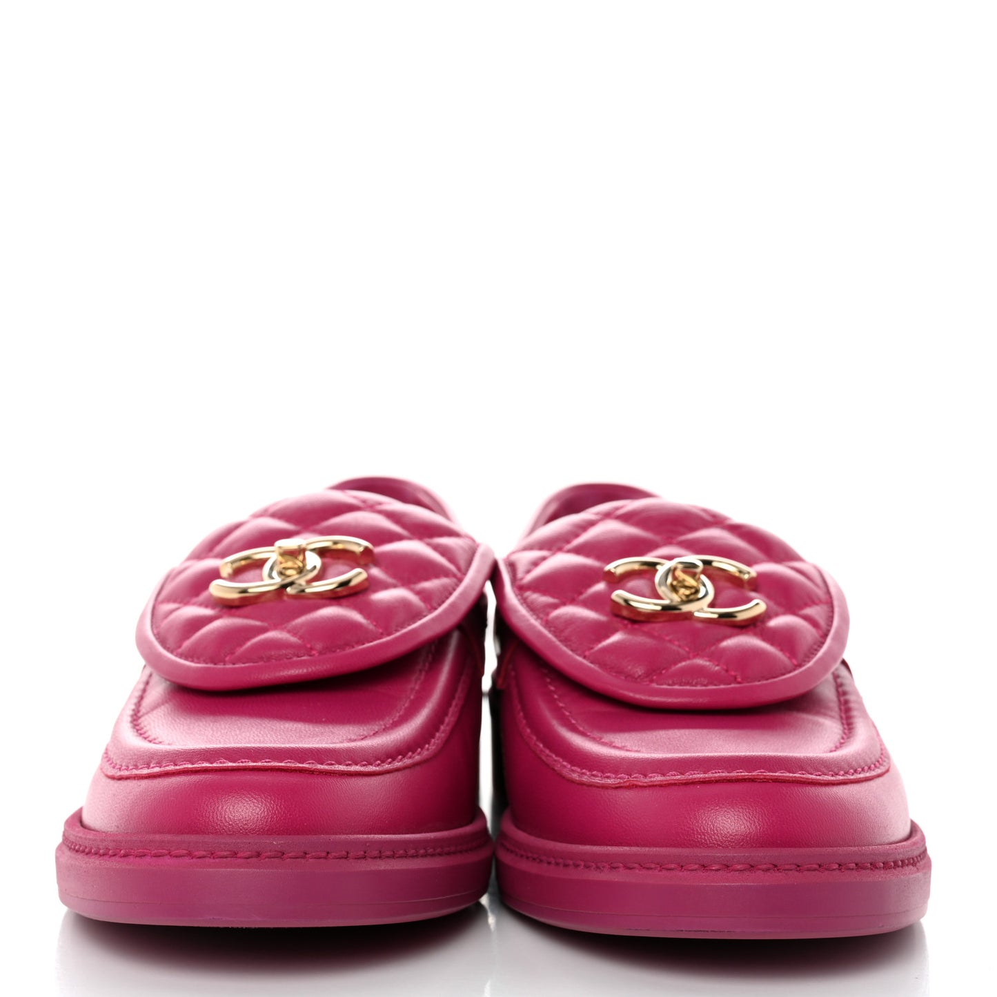 Lambskin Quilted CC Turnlock Loafers 38.5 Fuchsia
