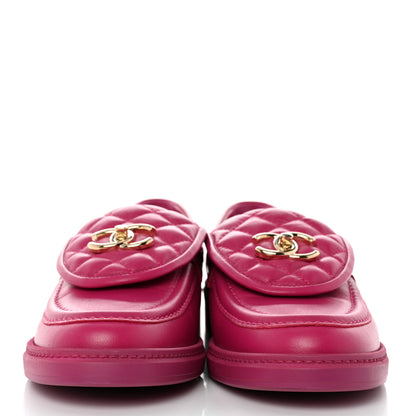 Chanel Lambskin Quilted CC Turnlock Loafers 38.5 Fuchsia 2 of 9