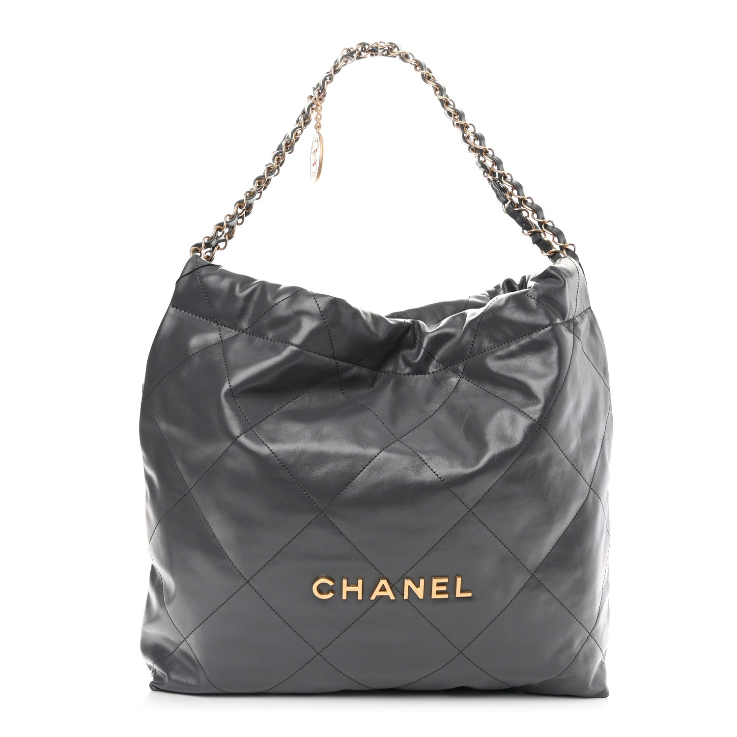 Chanel Shiny Calfskin Quilted Chanel 22 Dark Grey 2 of 10