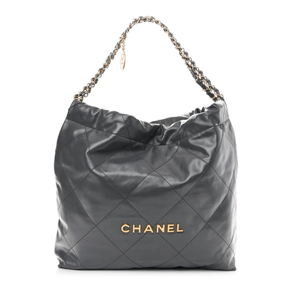 Chanel Shiny Calfskin Quilted Chanel 22 Dark Grey 2 of 10