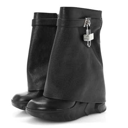 Givenchy Grained Calfskin Shark Lock Biker Ankle Boots 38 Black 4 of 9