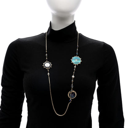 Chanel Resin Crystal Pearl CC La Pausa Long Necklace Multi 2 of 4