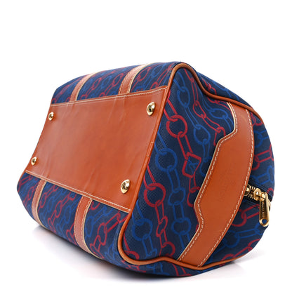 Louis Vuitton Calfskin Canvas Ouvea Keepall 40  Blue Red 9 of 9