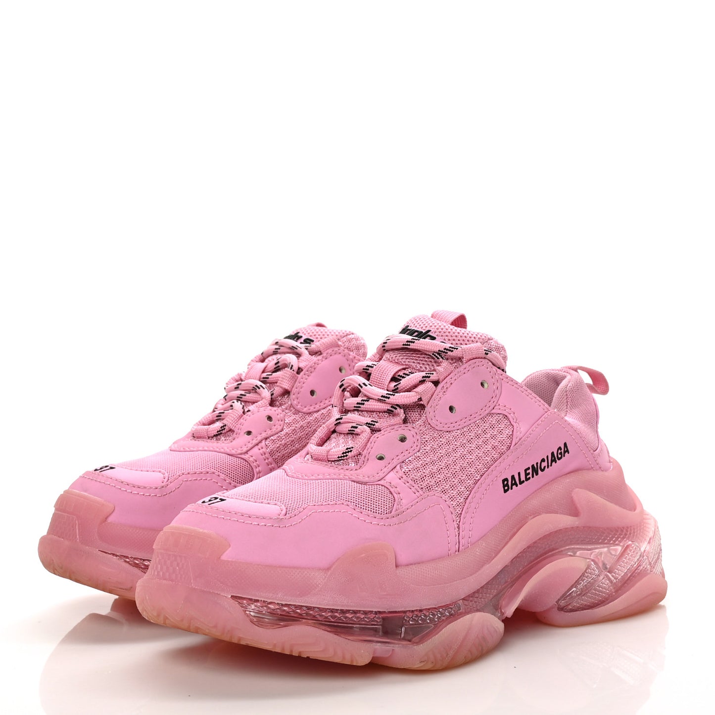 Fabric Mesh Clear Sole Womens Triple S Sneakers 37 Pink