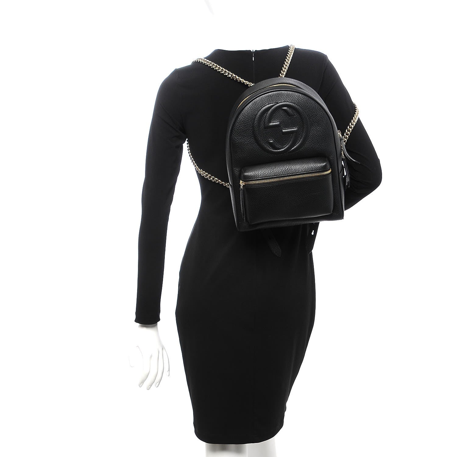 Gucci Pebbled Calfskin Soho Chain Backpack Black 2 of 7