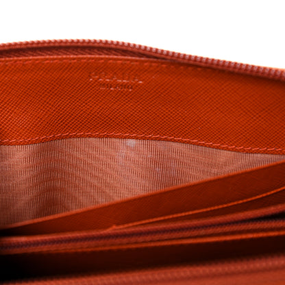Prada Saffiano Metal Zip Around Wallet Rame 12 of 18