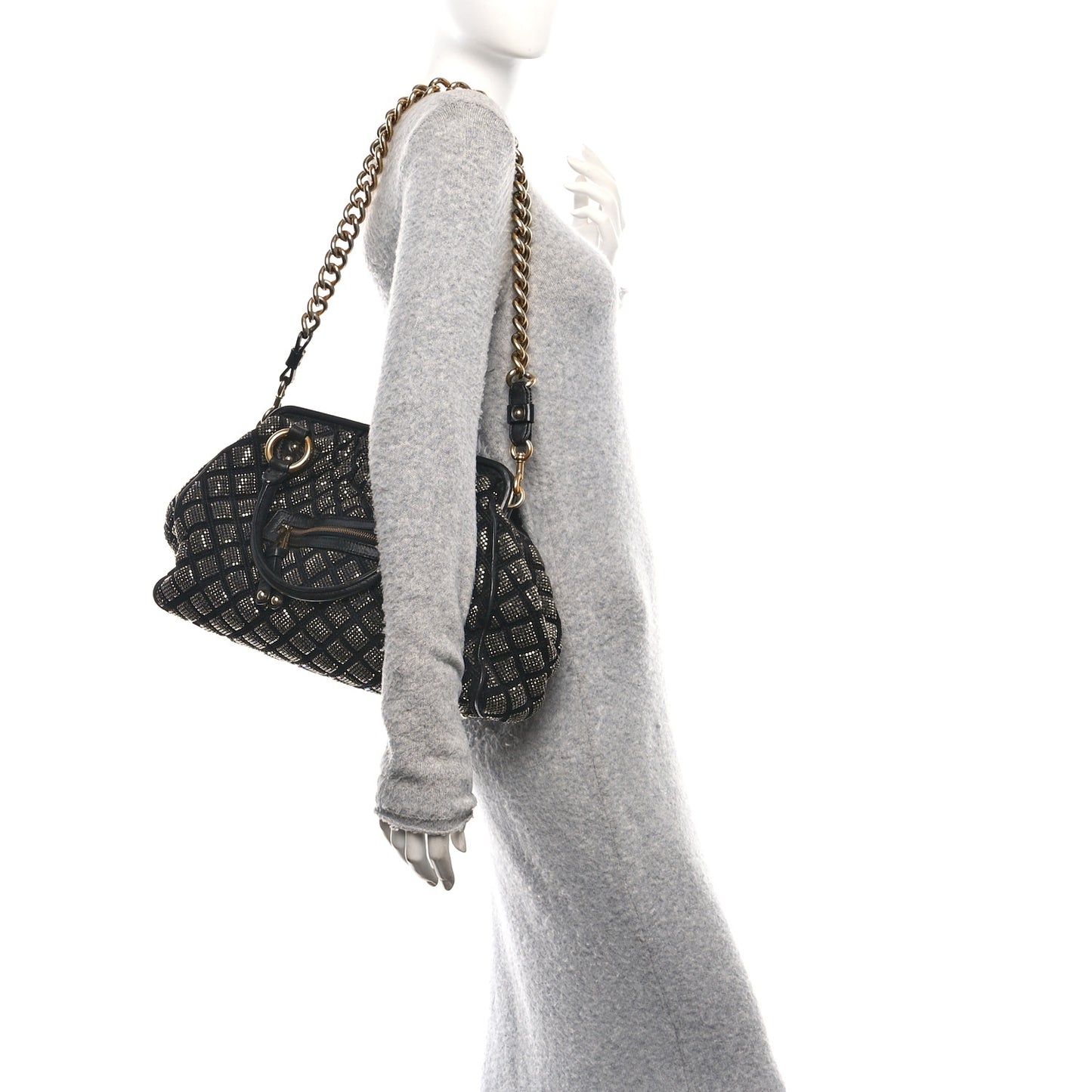 Suede Crystal Quilted Stam Black