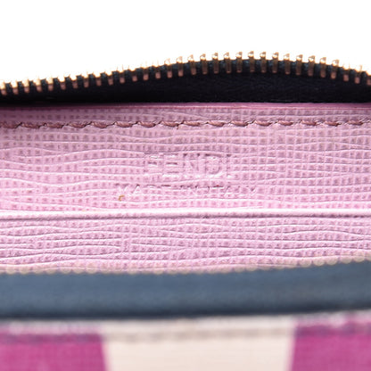 Fendi Vitello Elite Crystal Eye Monster Mini Zip Around Wallet Cobalt Lavender Pink 6 of 13