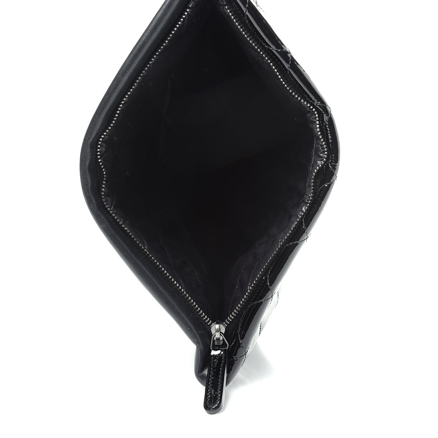 Patent Calfskin Quilted Beauty CC Clutch Black