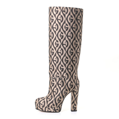 Gucci Fabric G Rhombus Print Platform Boots 36 Beige Cocoa 1 of 6