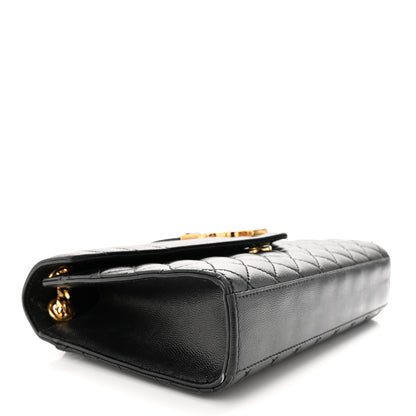 Saint Laurent Grain De Poudre Textured Mixed Matelasse Triquilt Medium Monogram Satchel Black 4 of 14
