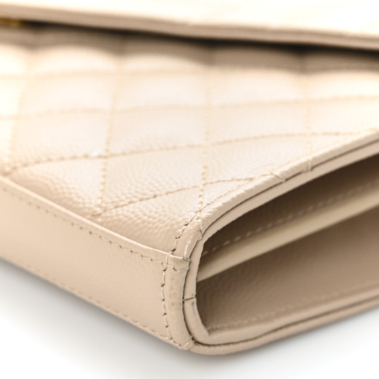 Grain De Poudre Mixed Matelasse Triquilt Monogram Chain Wallet Dark Beige