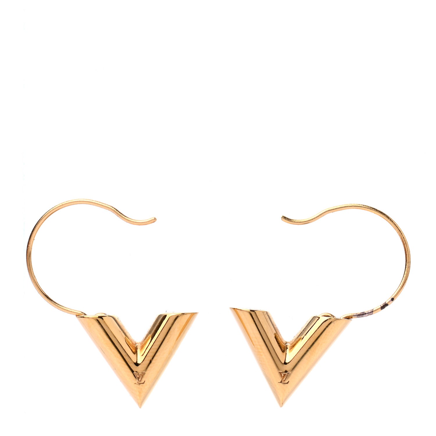 Louis Vuitton Brass Essential V Hoop Earrings Gold 3 of 5
