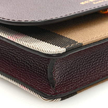 Burberry Grained Calfskin House Check Tartan Mix Hampshire Wallet On Chain Burgundy 7 of 8