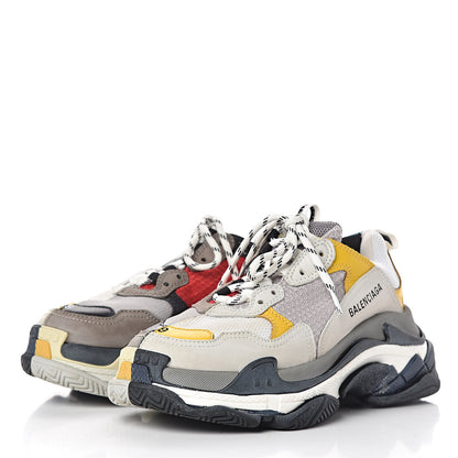 Balenciaga Fabric Mesh Half & Half Colorways Mens Triple S Sneakers 39 Grey Blue Rouge Jaune Black 3 of 10