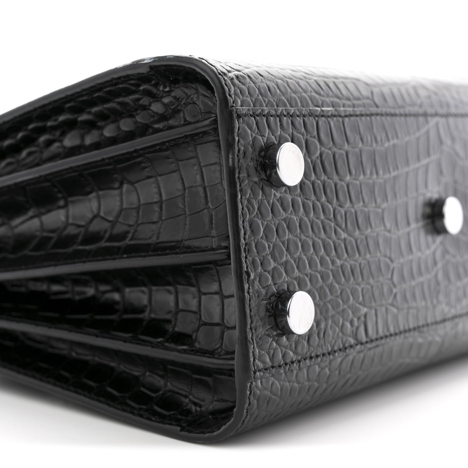Saint Laurent Calfskin Crocodile Embossed Nano Sac De Jour Black 9 of 12