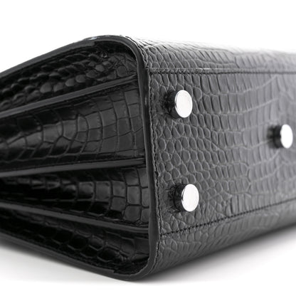 Saint Laurent Calfskin Crocodile Embossed Nano Sac De Jour Black 9 of 12