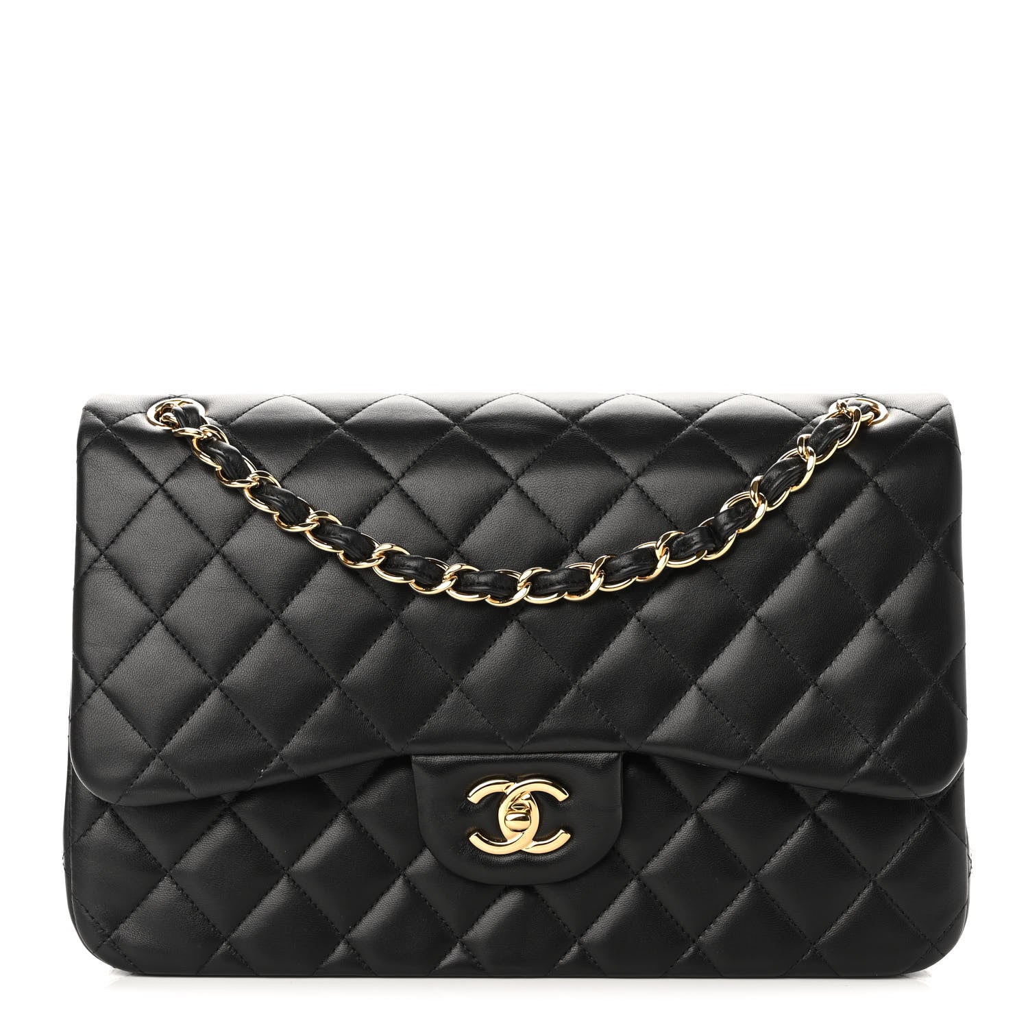 Chanel Lambskin Quilted Jumbo Double Flap Black 1 of 11