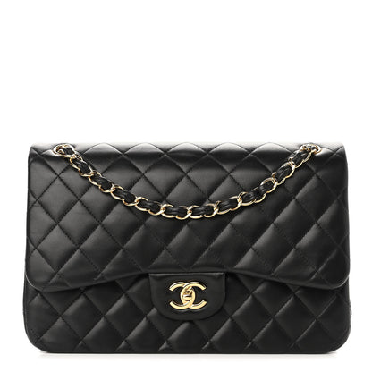 Chanel Lambskin Quilted Jumbo Double Flap Black 1 of 11