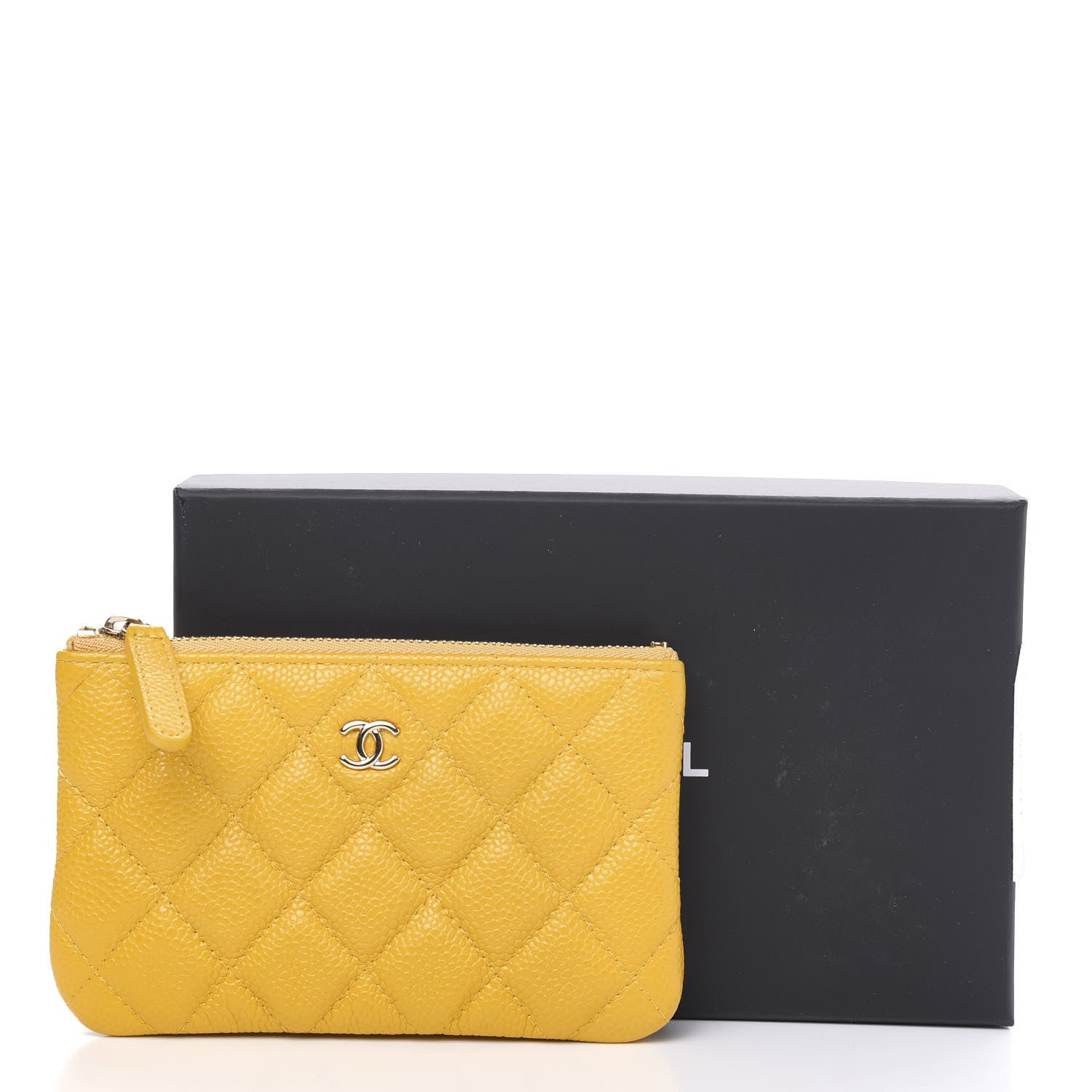 Chanel Caviar Quilted Small Cosmetic Case Yellow 8 of 8