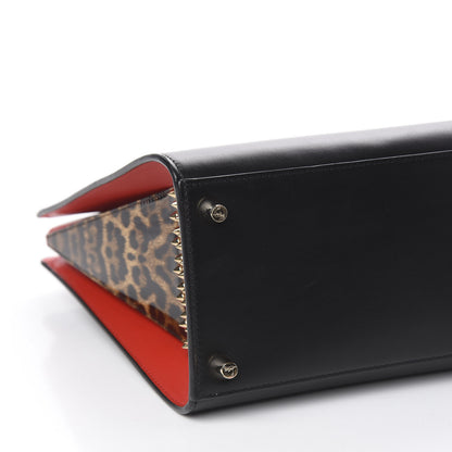 Christian Louboutin Calfskin Patent Leopard Spiked Large Paloma Black 8 of 11